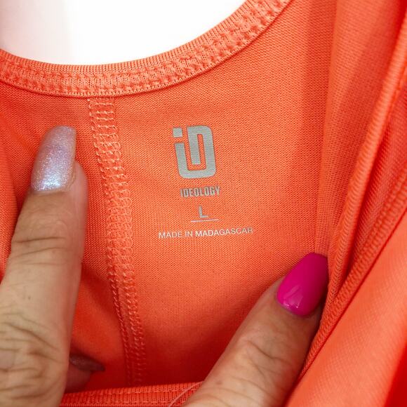 ID IDEOLOGY Women's Strappy Workout Tank Top Large Peach Orange Tech Knit NWT - Picture 6 of 10